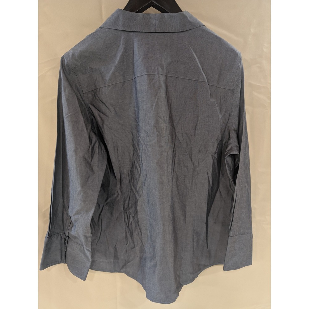 Foxcroft Fitted Non Iron Gray Button Down Long Sleeve Shirt Womens Size 16 Top - Picture 5 of 6